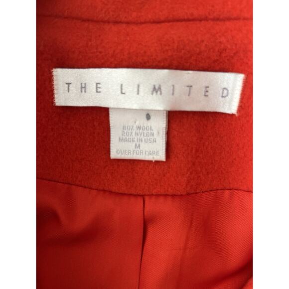 Vintage The Limited Wool Blend Coat Women M Red Full Zipper Oversized Dolmen 80s - Picture 4 of 8